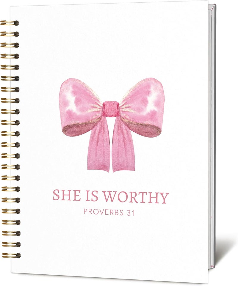 KIDEAR Christian Journal for Women, Prayer Notebook for Bible Study Notes,Cute Pink Bow Faith Journal,Coquette Preppy Christian Gifts for Teen Girls,Church Note Bible Study Supplies - A07 - Image 1